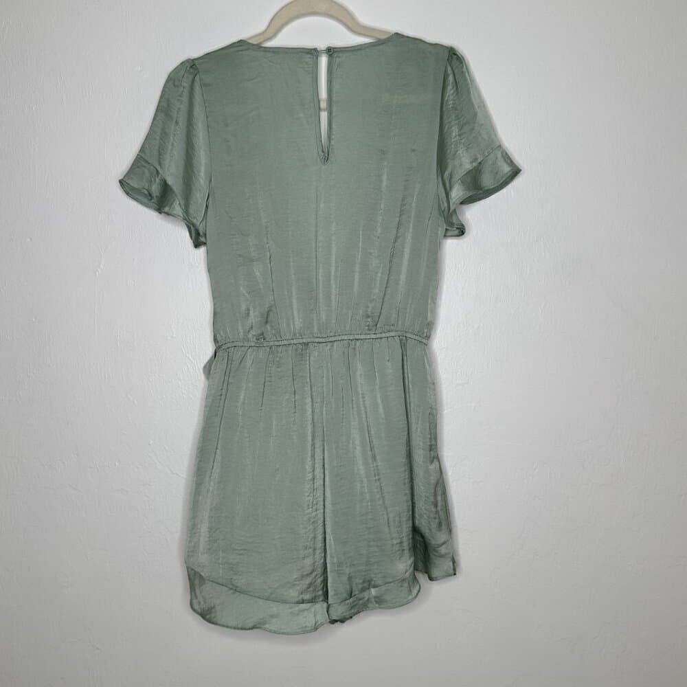 Hem & Thread Green Short Sleeve Faux Wrap Dress Romper Size M - Thumbnail 5