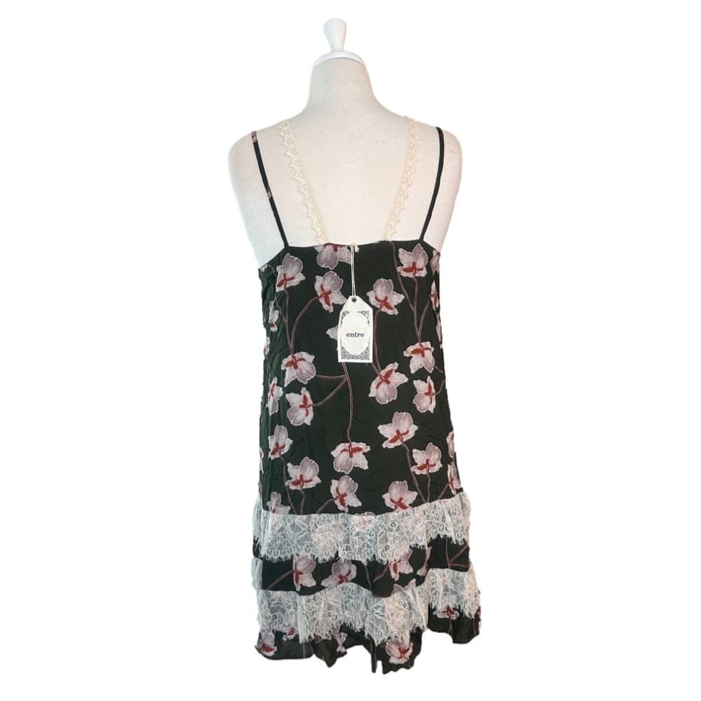 Nwt Entro Green Sleeveless Floral & Lace Sundress Dress Size L - Thumbnail 3
