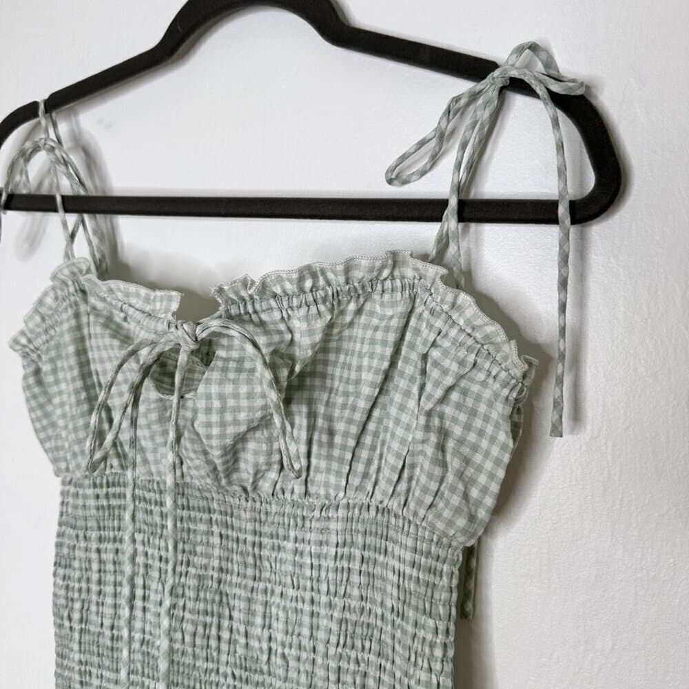 Princess Polly Korina Gingham Green and White Mini Dress Size 4 NEW - Thumbnail 8