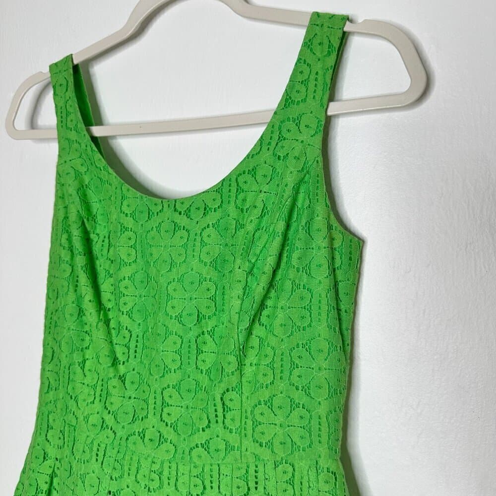 Lilly Pulitzer Women's Sleeveless Lace Overlay Green Dress Size 00 - Thumbnail 2