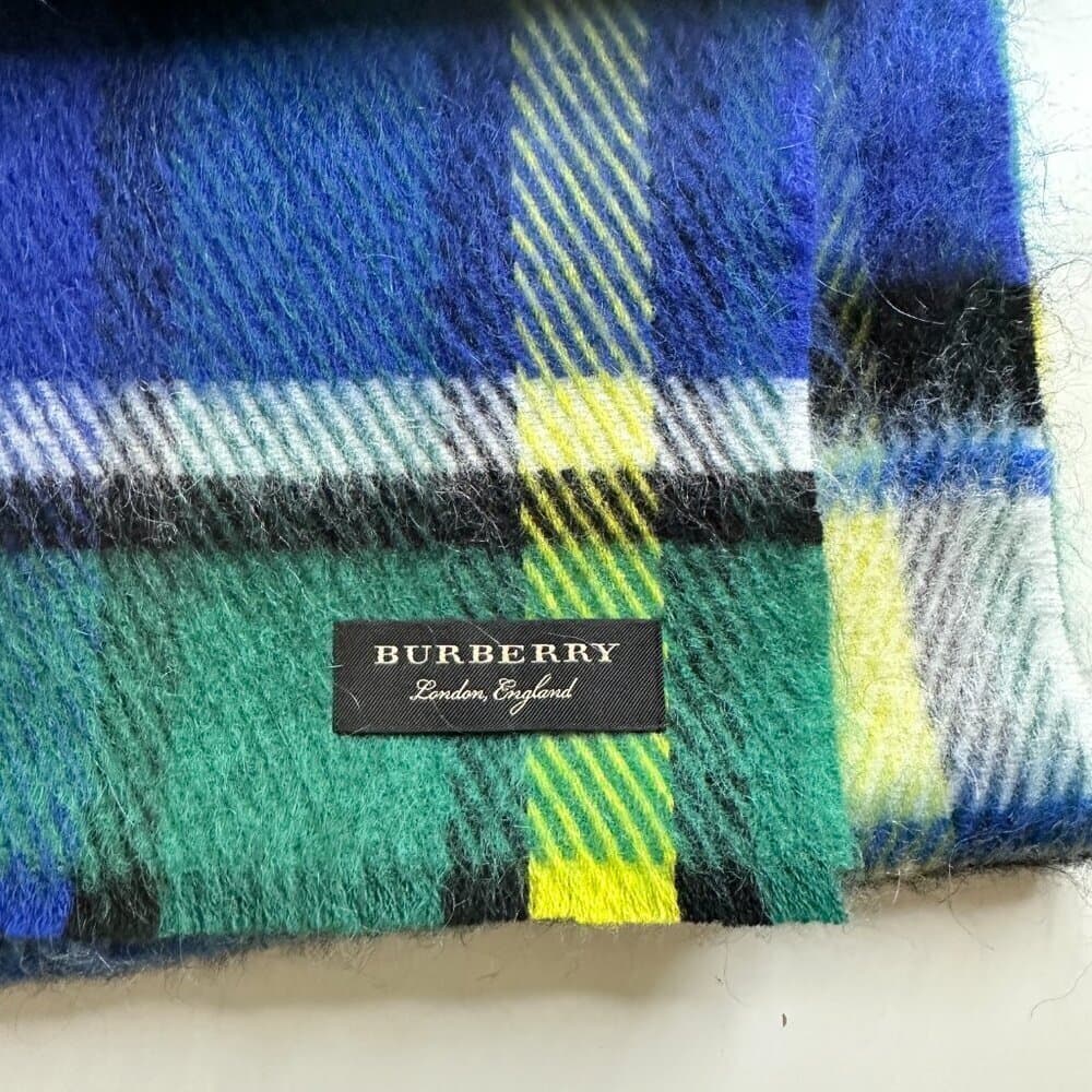 BURBERRY Long Check Wool Mohair Blend Scarf In Plaid 226x35 NEW - Thumbnail 6