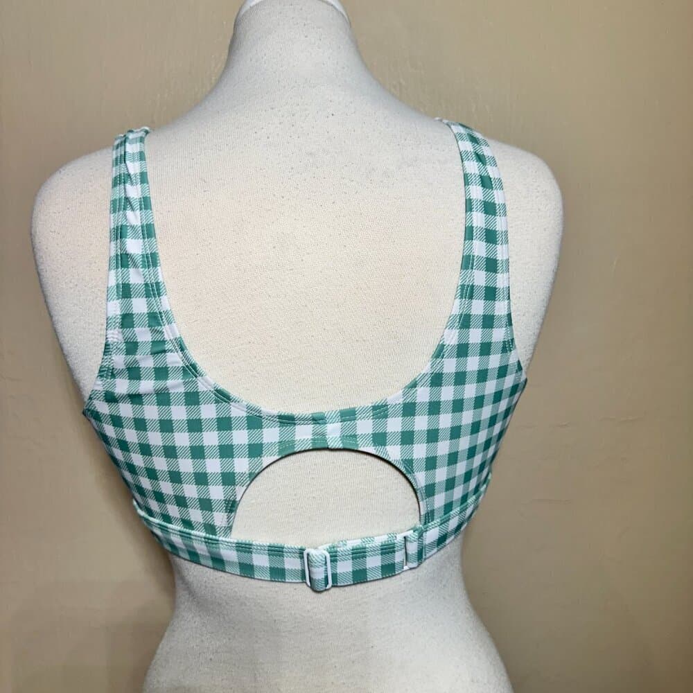 Old Navy Green & White Tie Front Keyhole Opening Size L NWOT - Thumbnail 6