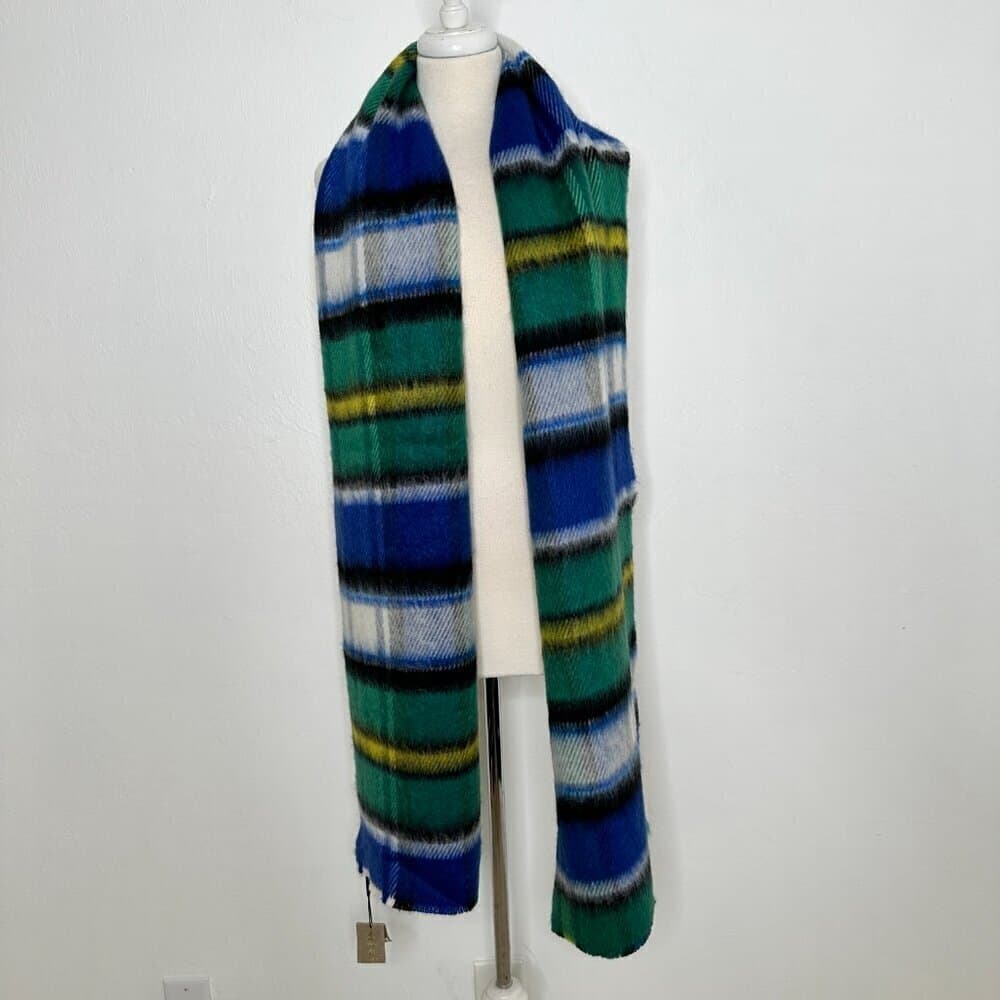 BURBERRY Long Check Wool Mohair Blend Scarf In Plaid 226x35 NEW - Thumbnail 2