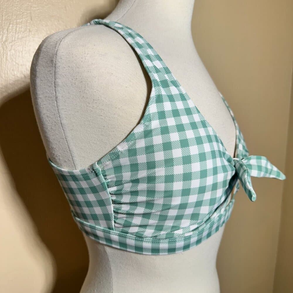 Old Navy Green & White Tie Front Keyhole Opening Size L NWOT - Thumbnail 5
