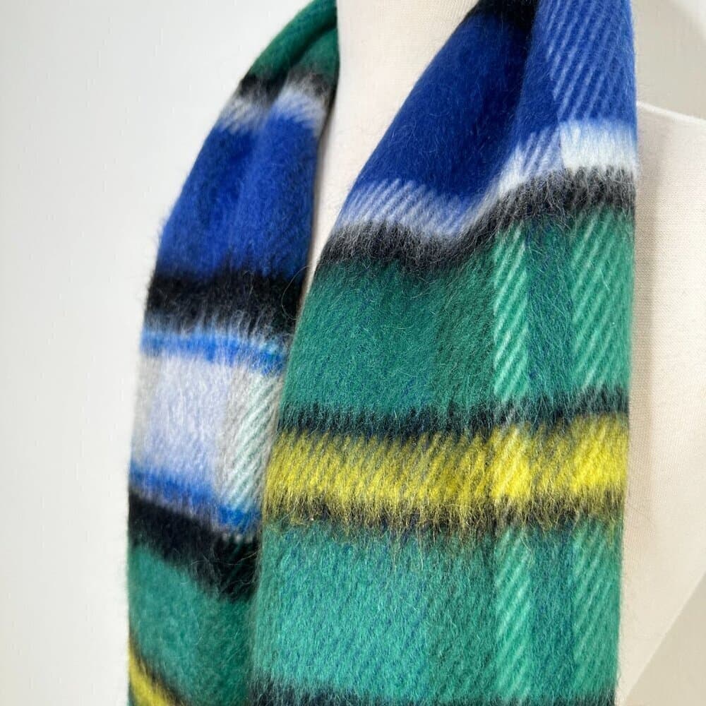 BURBERRY Long Check Wool Mohair Blend Scarf In Plaid 226x35 NEW - Thumbnail 3