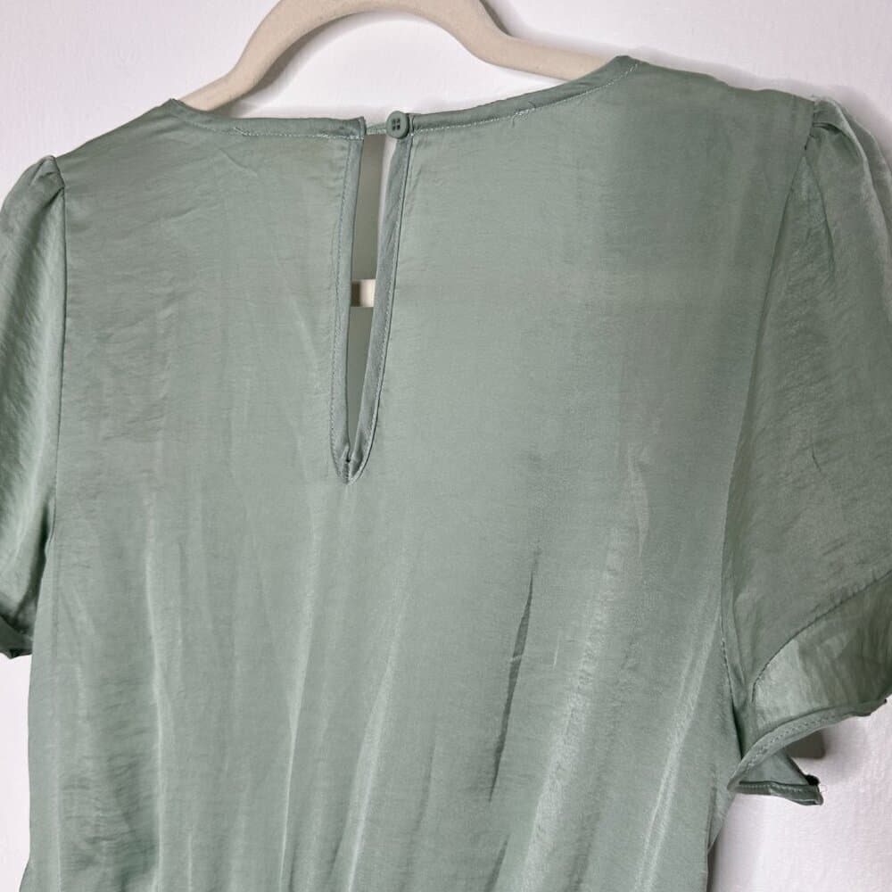 Hem & Thread Green Short Sleeve Faux Wrap Dress Romper Size M - Thumbnail 6