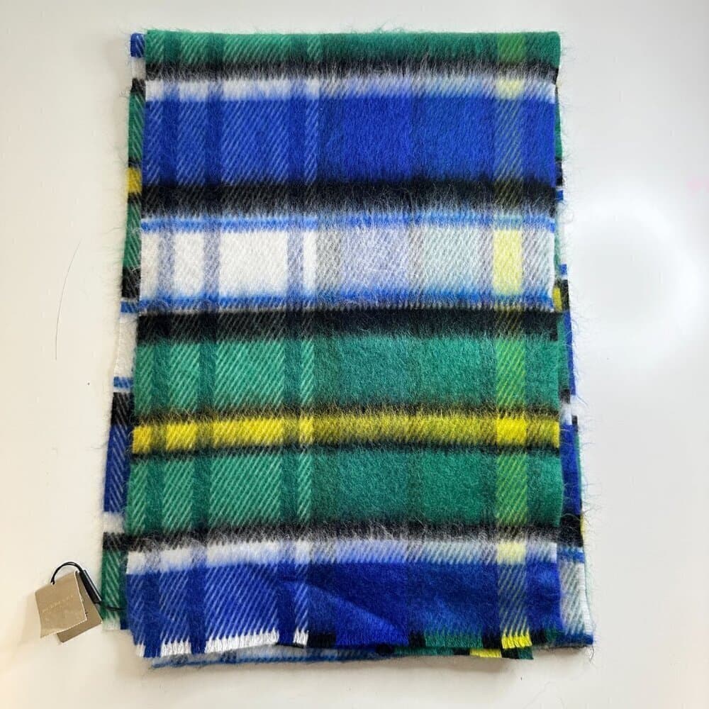 BURBERRY Long Check Wool Mohair Blend Scarf In Plaid 226x35 NEW - Thumbnail 4