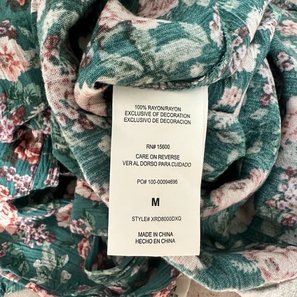 HALEY London Made With Care Green Floral Tiered Long Sleeve Dress Size M - Thumbnail 6