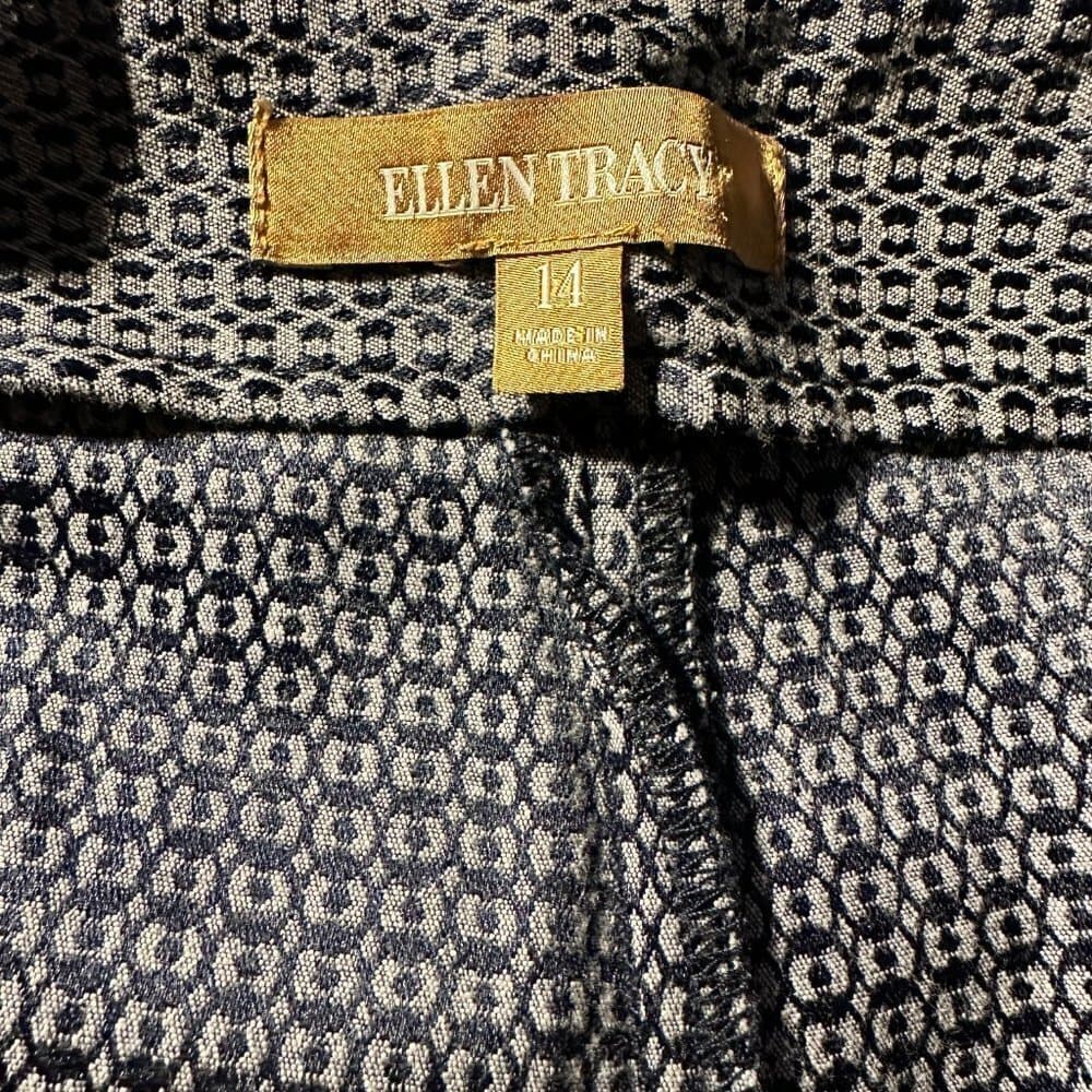 ELLEN Tracy Gray & Navy Blue Side Zip Stretch Dress Pants Size 14 - Thumbnail 3