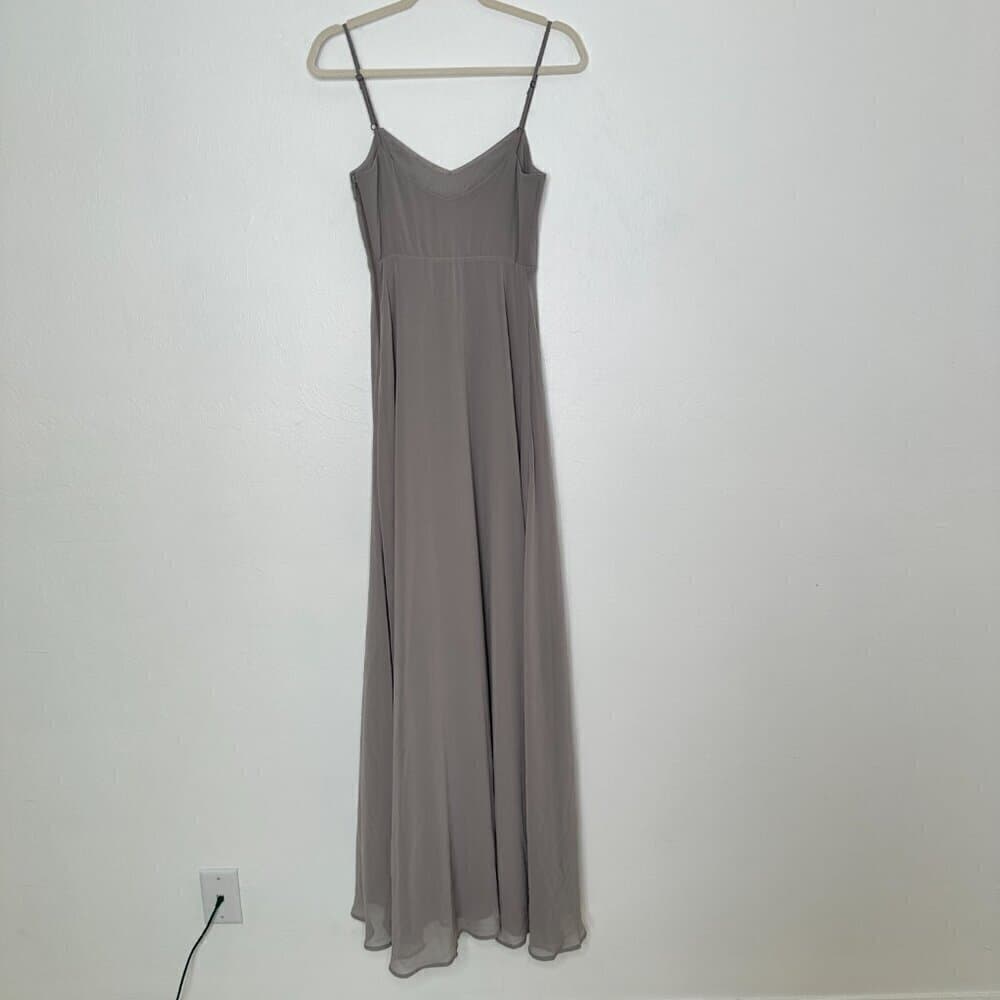 NWOT SHOW ME YOUR MUMU Faith Maxi Dress Dove Grey Chiffon XXS - Thumbnail 9