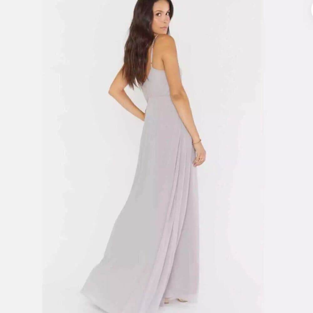 NWOT SHOW ME YOUR MUMU Faith Maxi Dress Dove Grey Chiffon XXS - Thumbnail 3
