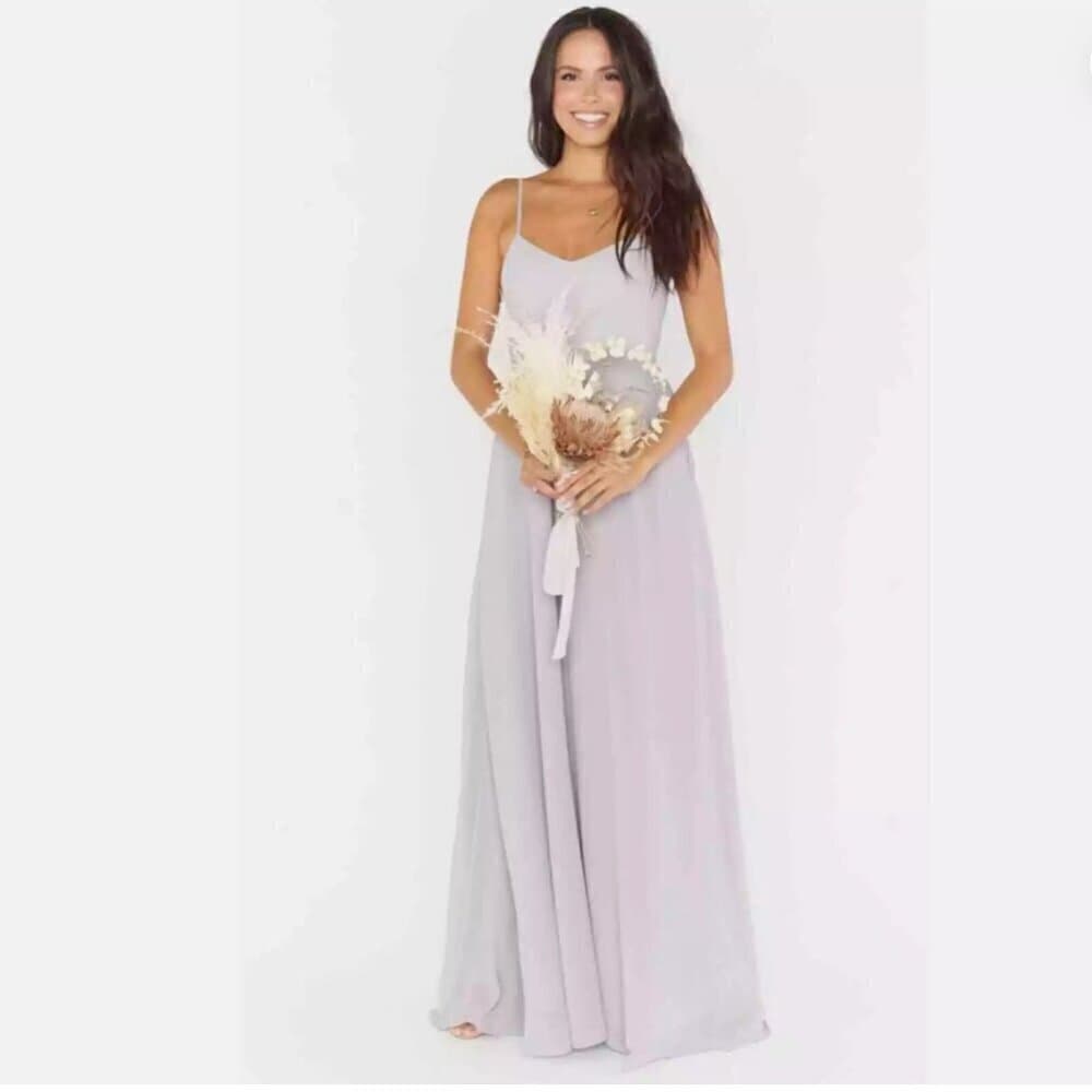 NWOT SHOW ME YOUR MUMU Faith Maxi Dress Dove Grey Chiffon XXS - Thumbnail 2