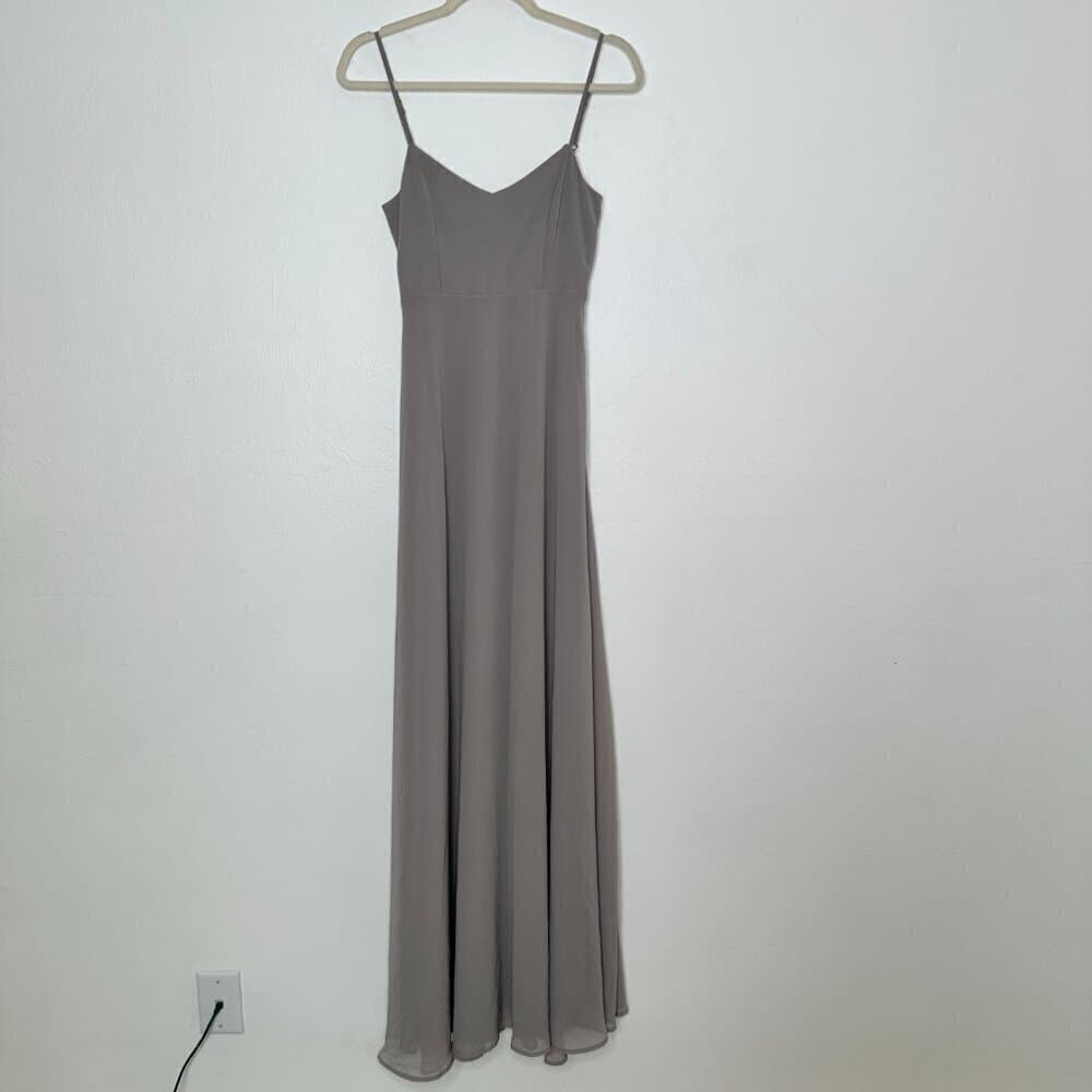 NWOT SHOW ME YOUR MUMU Faith Maxi Dress Dove Grey Chiffon XXS - Thumbnail 4