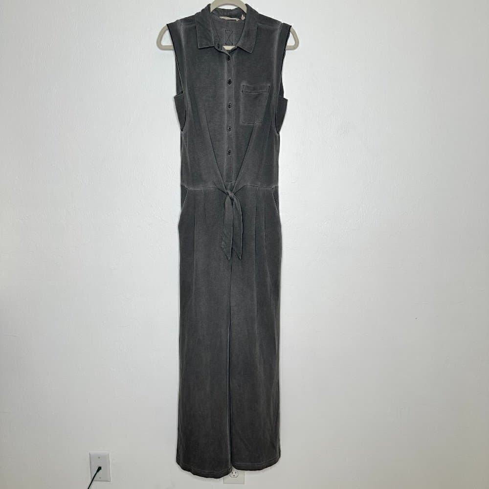 Soft Surroundings Jumpsuit Gray Washed Tied Camilla Pockets Size S - Thumbnail 3