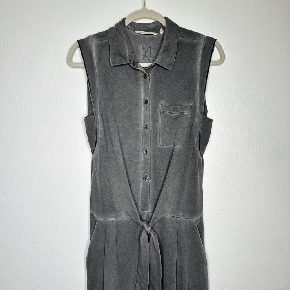 Soft Surroundings Jumpsuit Gray Washed Tied Camilla Pockets Size S - Thumbnail 5