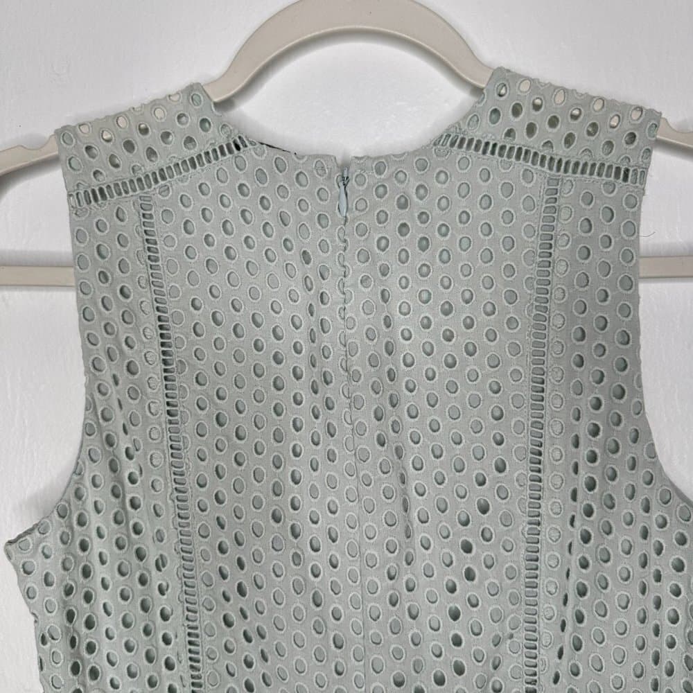 Ann Taylor Light Green Eyelet Sleeveless Dress Size 2 - Thumbnail 3