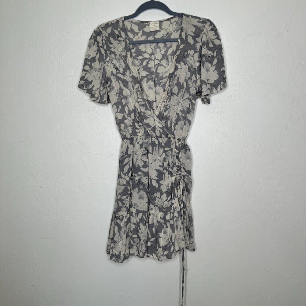By Together Gray & White Floral Mini Dress Size S - Thumbnail 3