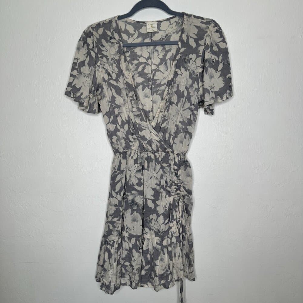 By Together Gray & White Floral Mini Dress Size S - Thumbnail 4