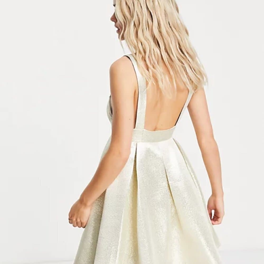 Nwt Collective The Label From ASOS Gold Petite Sleeveless Mini Dress Size 6P - Thumbnail 2