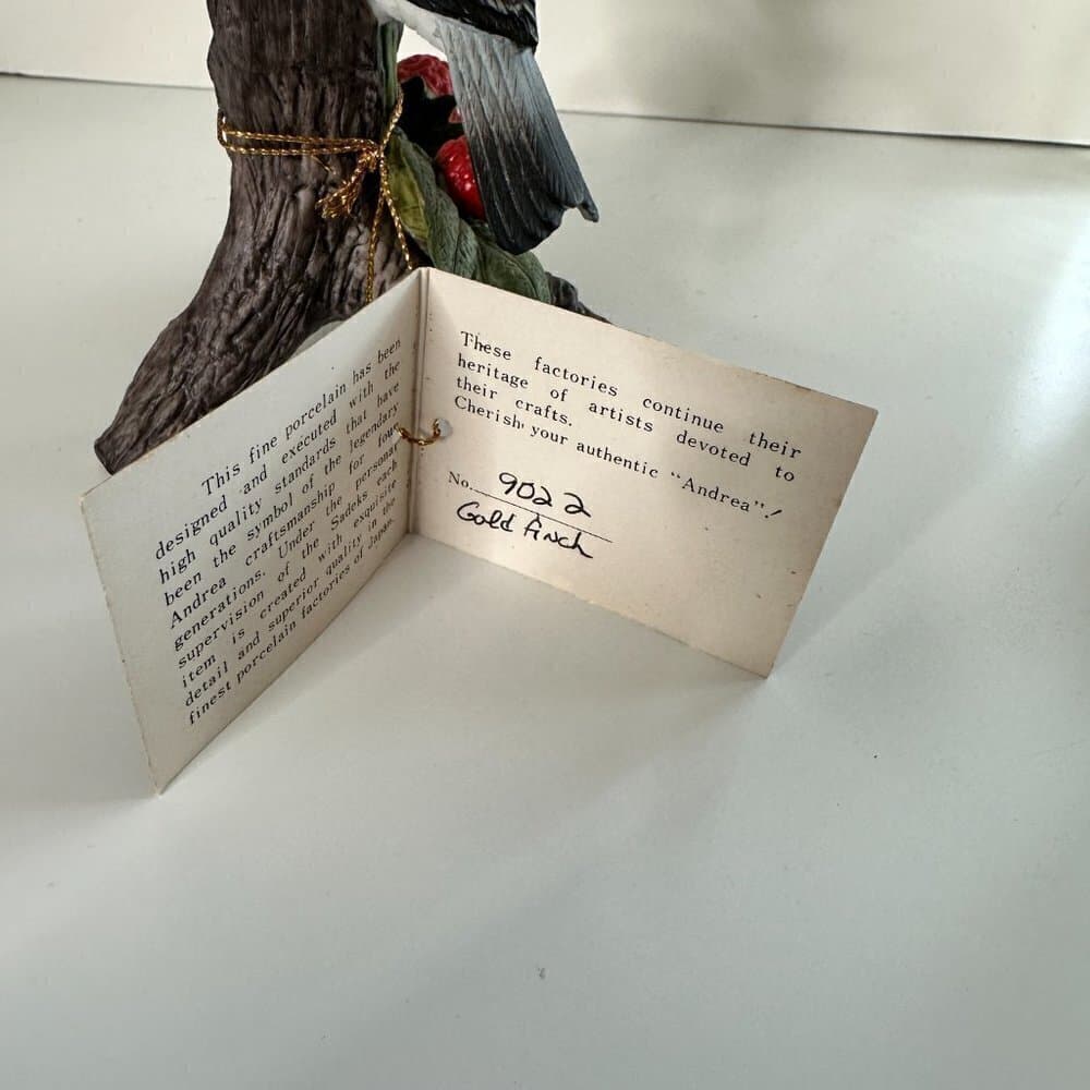 VINTAGE 1993 SADEK 9022 GOLDFINCH BY ANDREA PORCELAIN FIGURINE MADE IN JAPAN - Thumbnail 4
