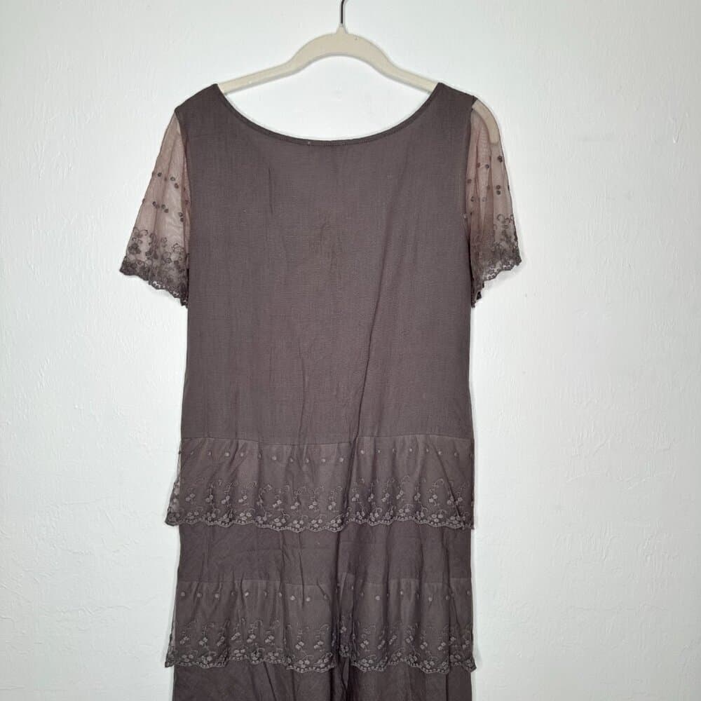 Sundance Fluttering Heart Tiered Lace Maxi Dress Sz 2 Linen Embroidered Boho - Thumbnail 6