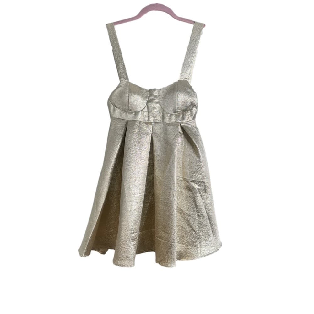 Nwt Collective The Label From ASOS Gold Petite Sleeveless Mini Dress Size 6P - Thumbnail 3