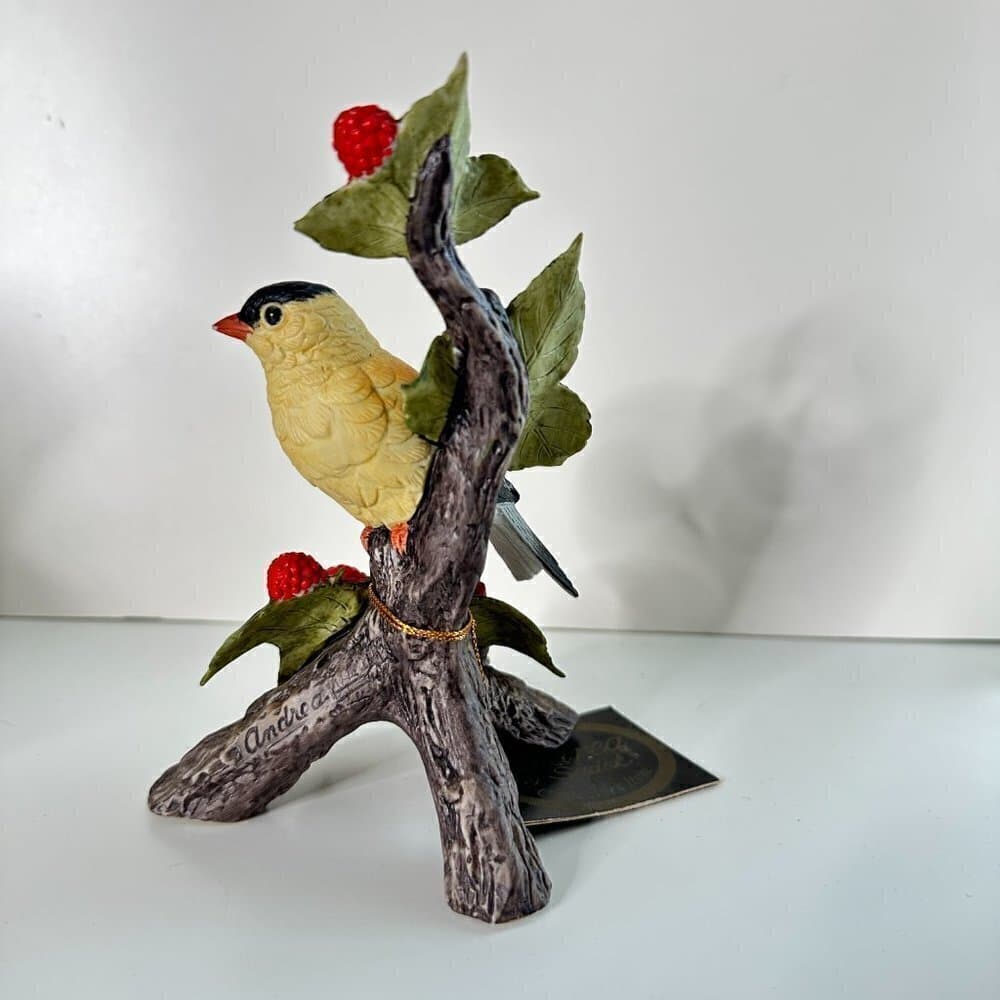 VINTAGE 1993 SADEK 9022 GOLDFINCH BY ANDREA PORCELAIN FIGURINE MADE IN JAPAN - Thumbnail 2