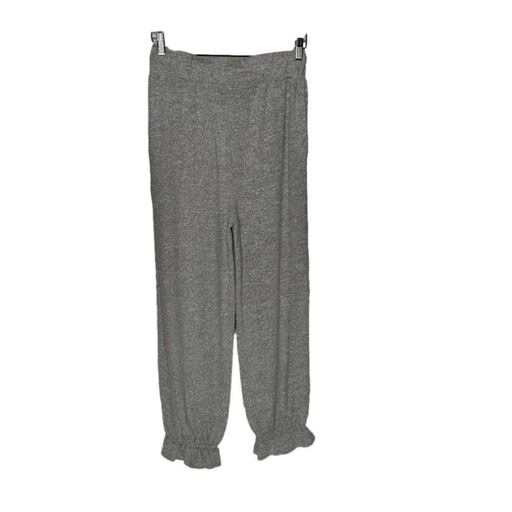 Anthro Sunday in Brooklyn Ruffle Hem Knit Gray Drawstring Pull On Joggers Size M - Thumbnail 6