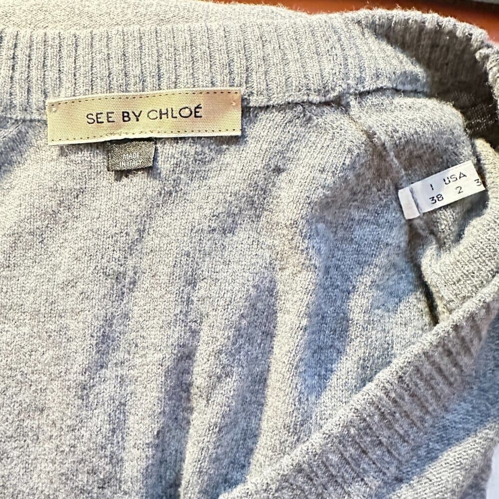 See By Chloé Gray Wool Cashmere Pullover Pocket Sweater Size 2 - Thumbnail 4