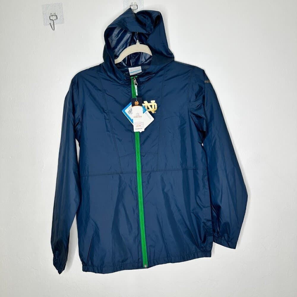 Unisex Children Columbia Notre Dame Fighting Irish NCAA Navy Blue Jacket Size L - Thumbnail 2