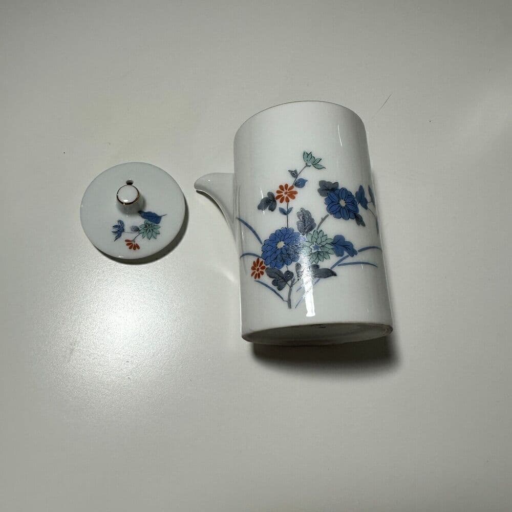 Small Teapot Asian marked blue pottery tea floral Oriental Japan - Thumbnail 4