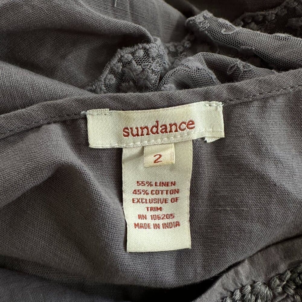 Sundance Fluttering Heart Tiered Lace Maxi Dress Sz 2 Linen Embroidered Boho - Thumbnail 7
