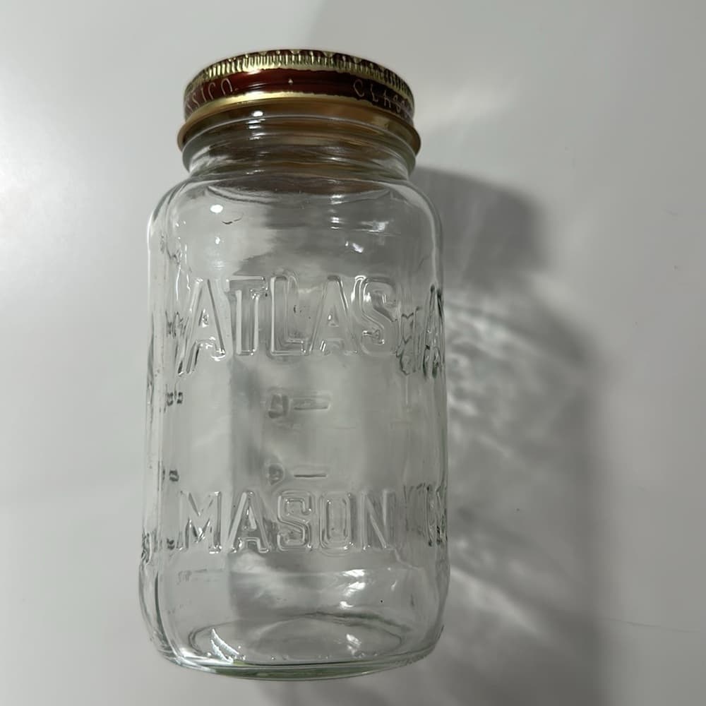 Atlas Mason Jar Square w/ Metal Twist Lid Top Classico 6.5" Durable Strong Glass - Thumbnail 2