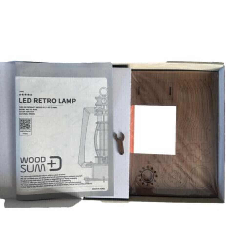 [woodsum] LED Retro Vintage DIY Wood Lamp-W /Self Assembly Kit - Home Decor - Thumbnail 3