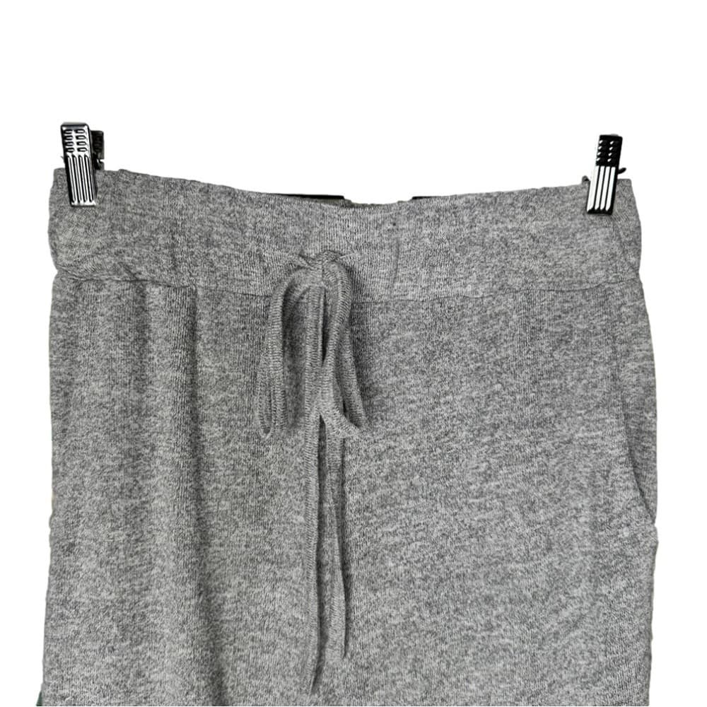 Anthro Sunday in Brooklyn Ruffle Hem Knit Gray Drawstring Pull On Joggers Size M - Thumbnail 4