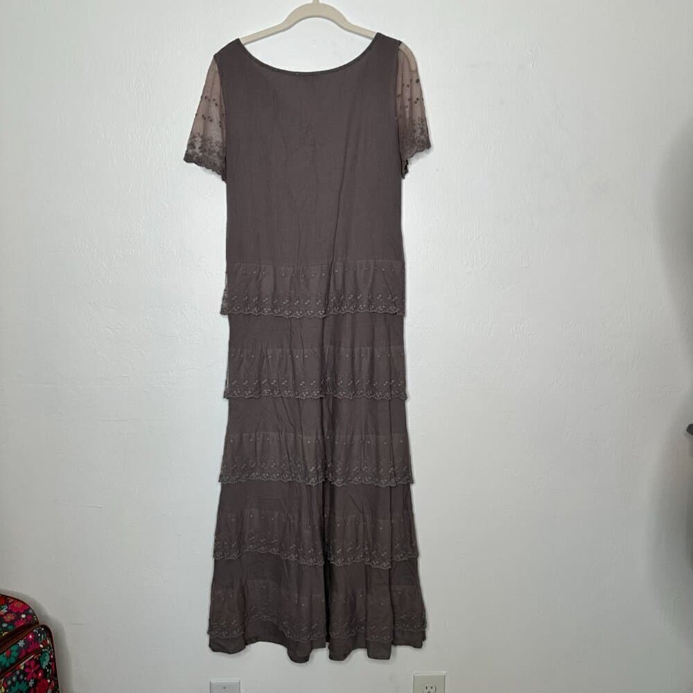 Sundance Fluttering Heart Tiered Lace Maxi Dress Sz 2 Linen Embroidered Boho - Thumbnail 5
