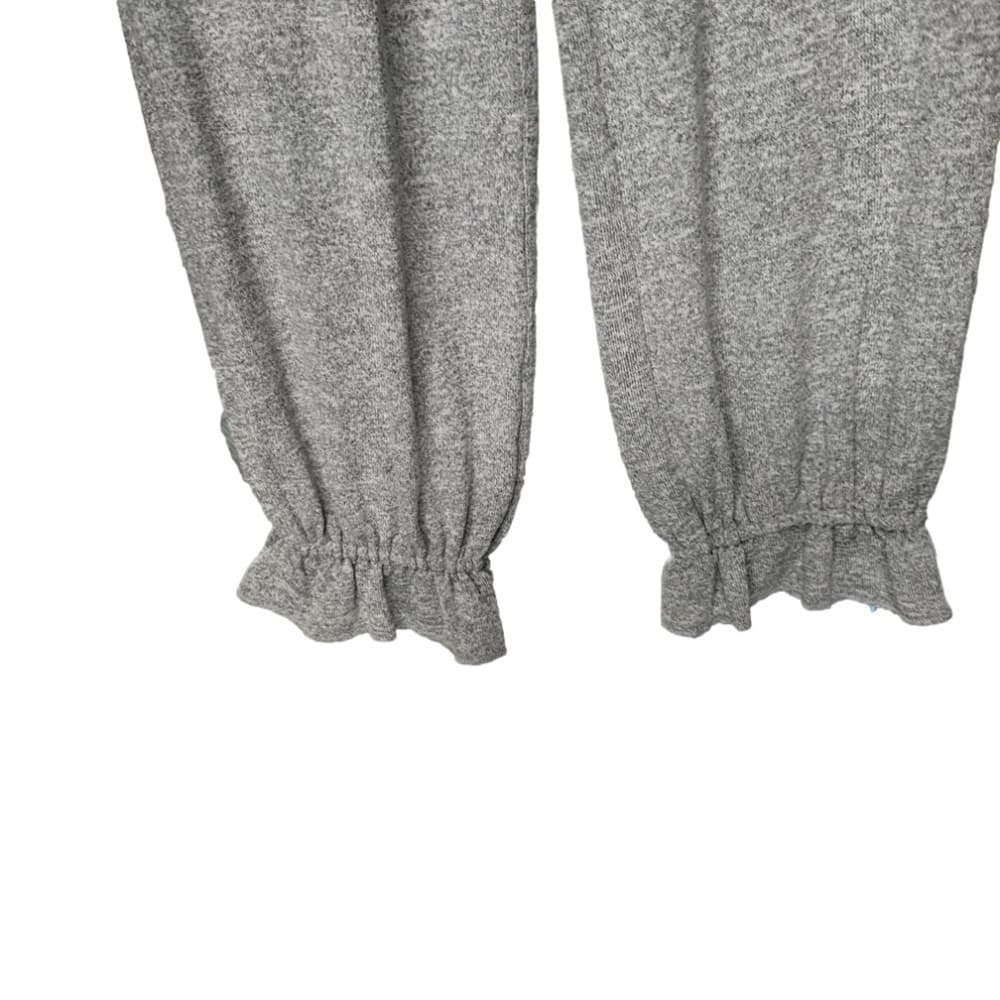 Anthro Sunday in Brooklyn Ruffle Hem Knit Gray Drawstring Pull On Joggers Size M - Thumbnail 5