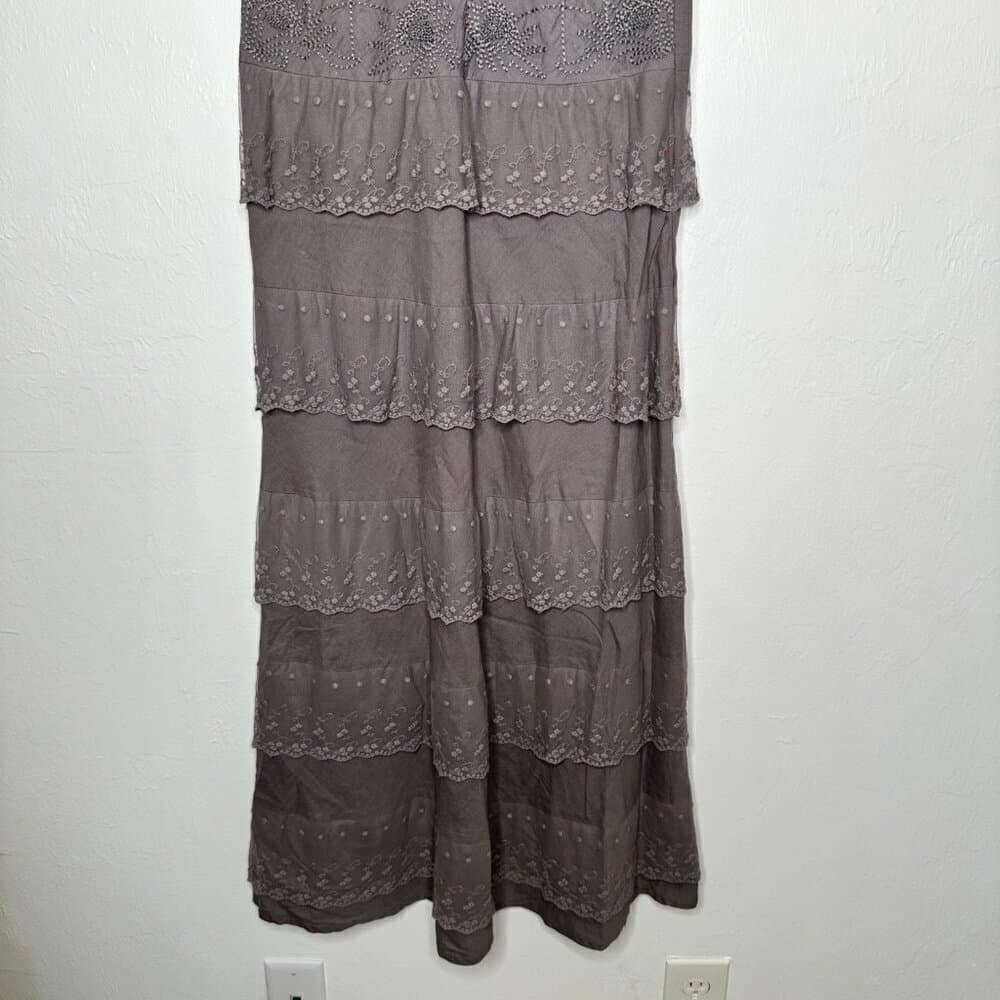 Sundance Fluttering Heart Tiered Lace Maxi Dress Sz 2 Linen Embroidered Boho - Thumbnail 4