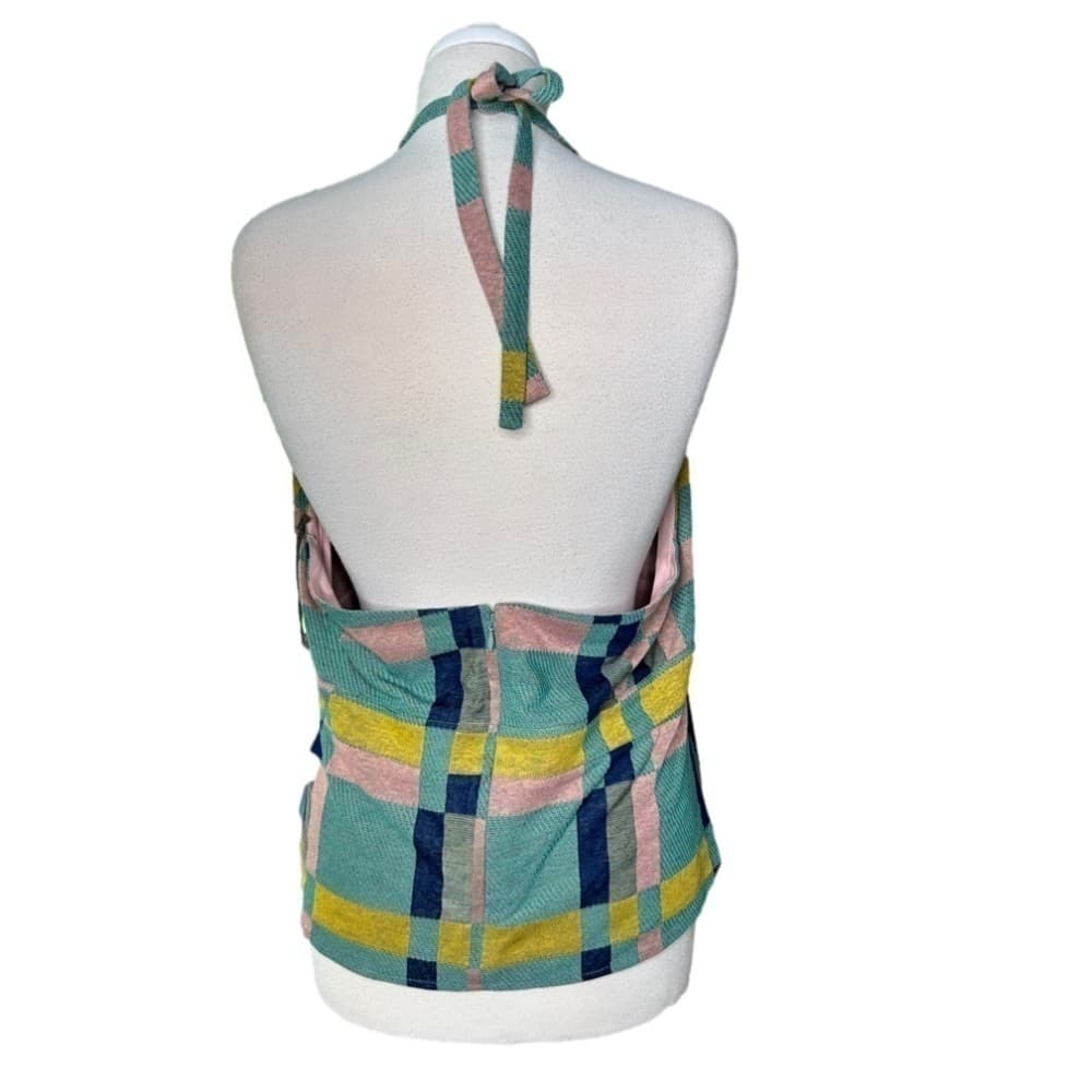 EVA Franco Size XL Mod Plaid Summer Festival Plaid Colorful Retro Halter Top - Thumbnail 6