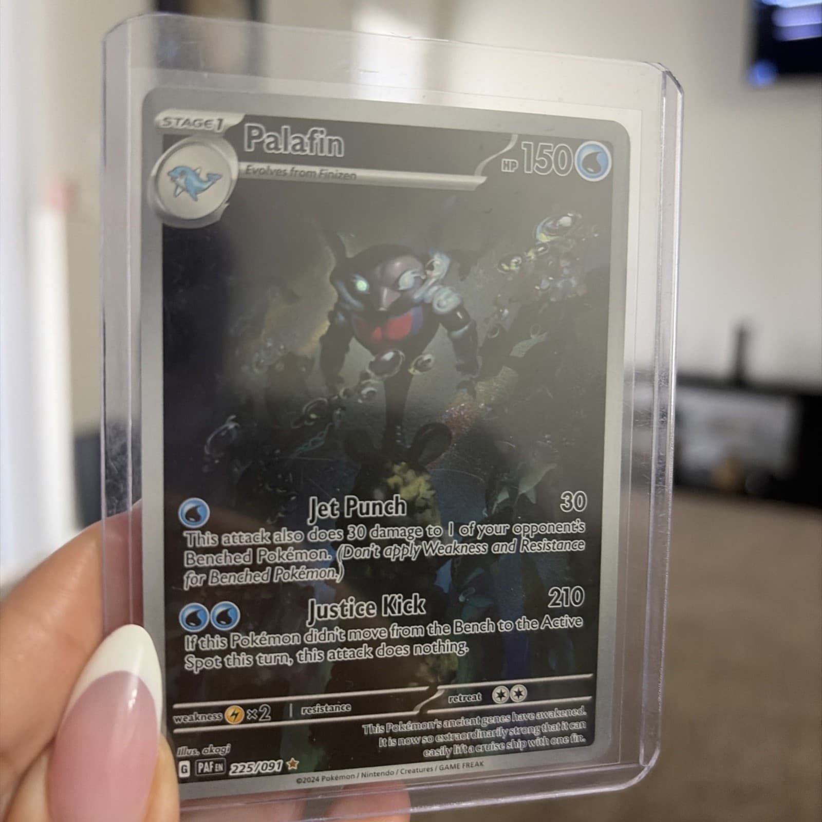 Palafin 225/091 Holo Card Pokémon TCG SV Paldean Fates Illustration - Thumbnail 2