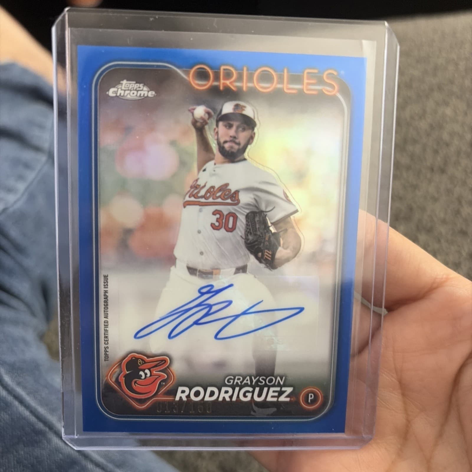 2024 Topps Chrome Update Grayson Rodriguez #AC-GR Blue Refractor Auto 013/150 - Thumbnail 2