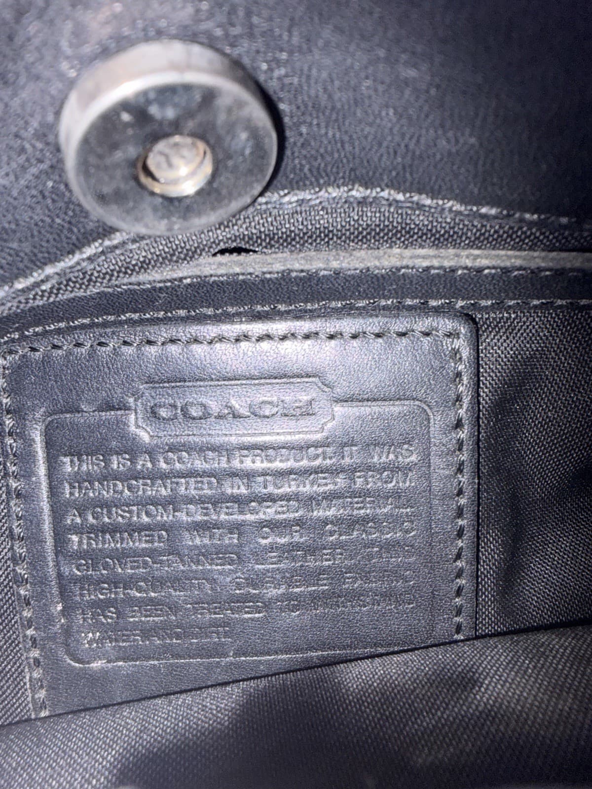 VintageCoach Black Shoulder Bag, Magnetic Closure, Leather Trim, Silver Hardware - Thumbnail 5