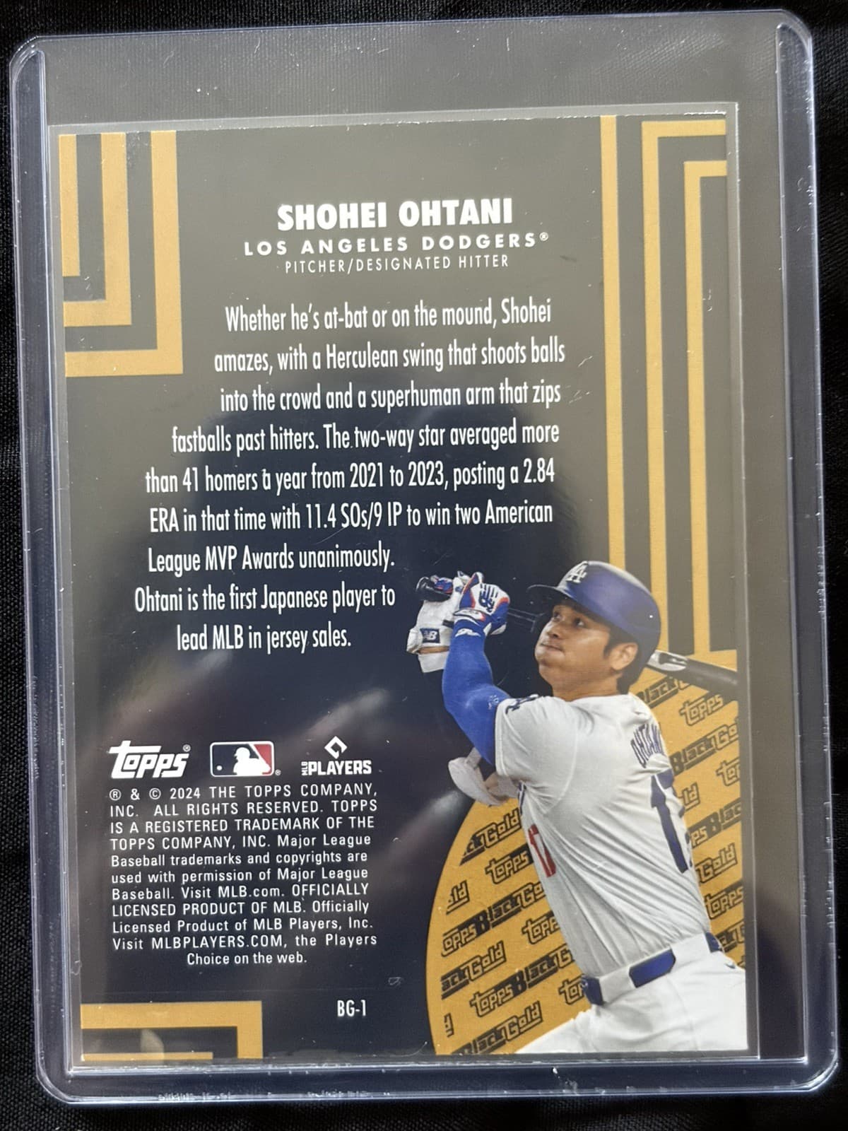 Shohei Ohtani -2024 Topps Update Series - Black Gold Foil #BG-1 Dodgers Jersey - Thumbnail 2