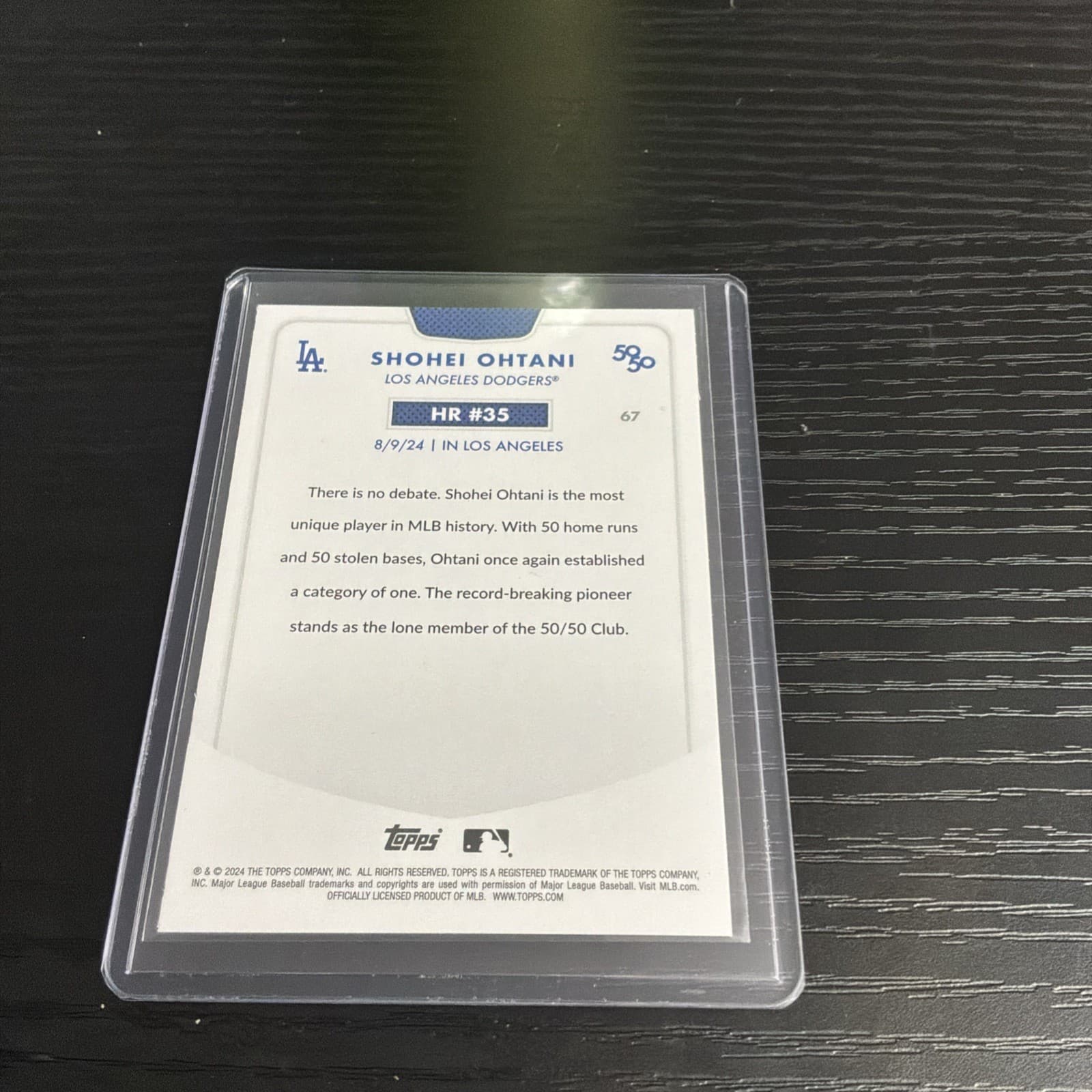 Topps 2024 50/50 Shohei Ohtani #67 HR #35 Los Angeles Dodgers - Thumbnail 2