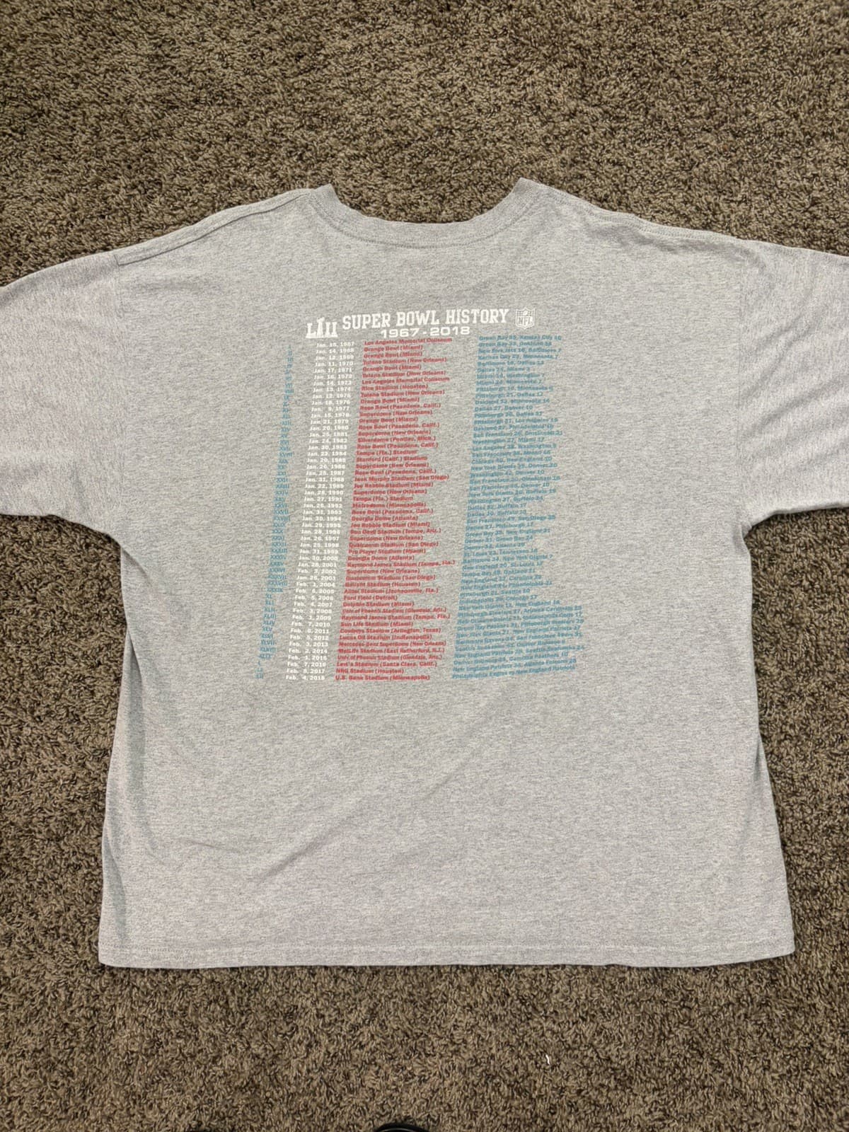 NFL Super Bowl LII Patriots vs Eagles Men's Double Sided T-Shirt Size 2XL - Thumbnail 7