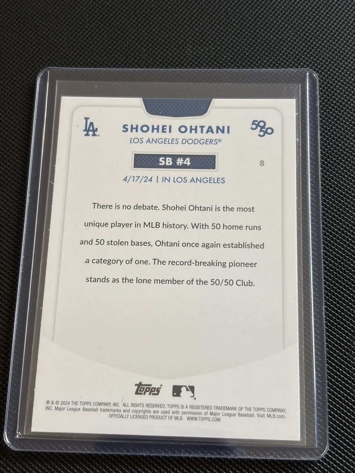 2024 Topps 50/50 Shohei Ohtani #4 Dodgers Stolen Base Insert - Thumbnail 2