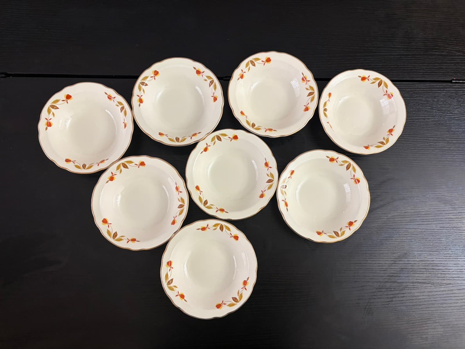 8 Vintage Hall China Jewel Tea AUTUMN LEAF Superior Berry & Dessert Bowls 5.5" - Thumbnail 8