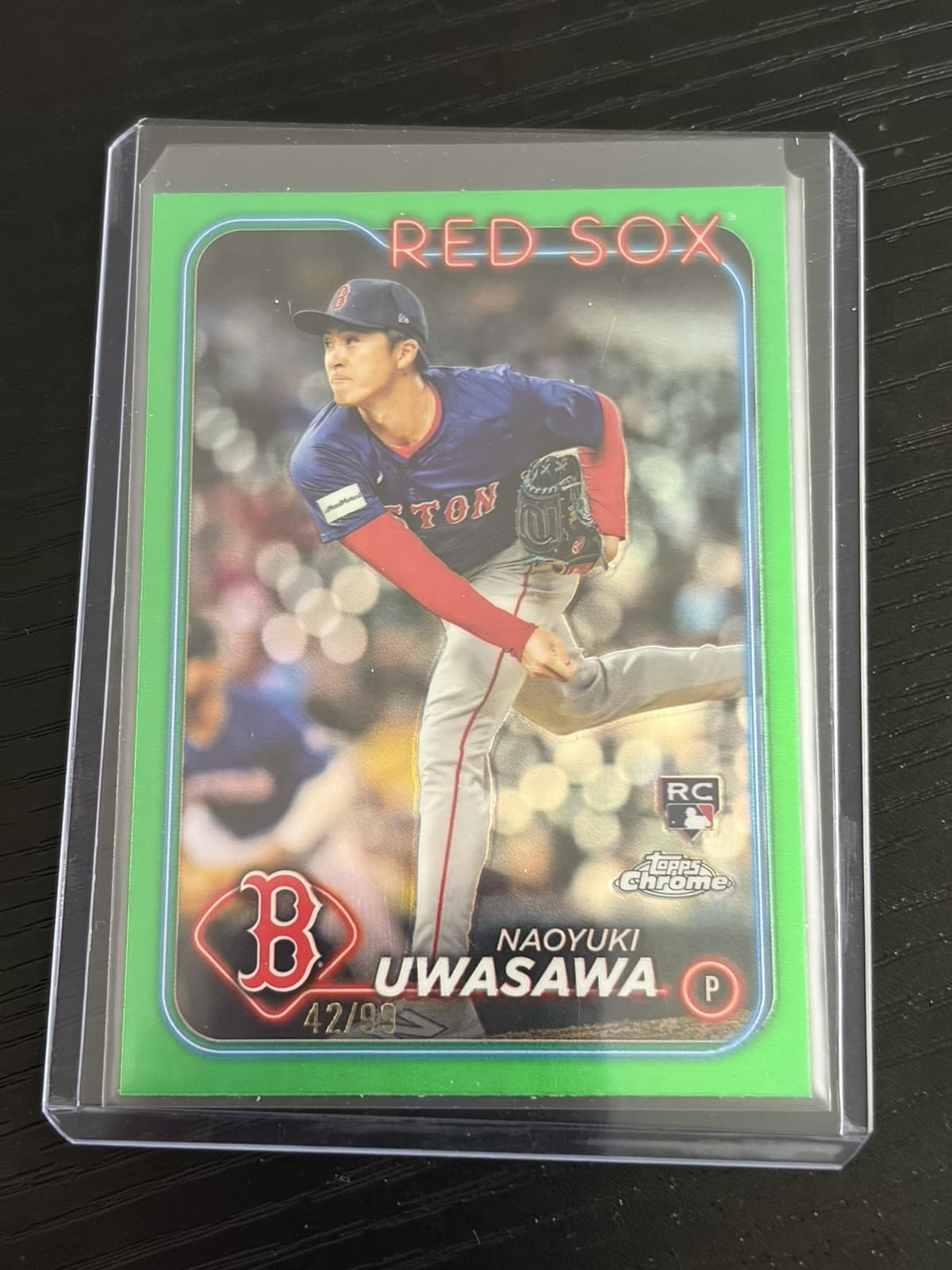 Naoyuki Uwasawa 2024 Topps Chrome Update Green Refractor RC 42/99 SGC 10 Red Sox - Thumbnail 4