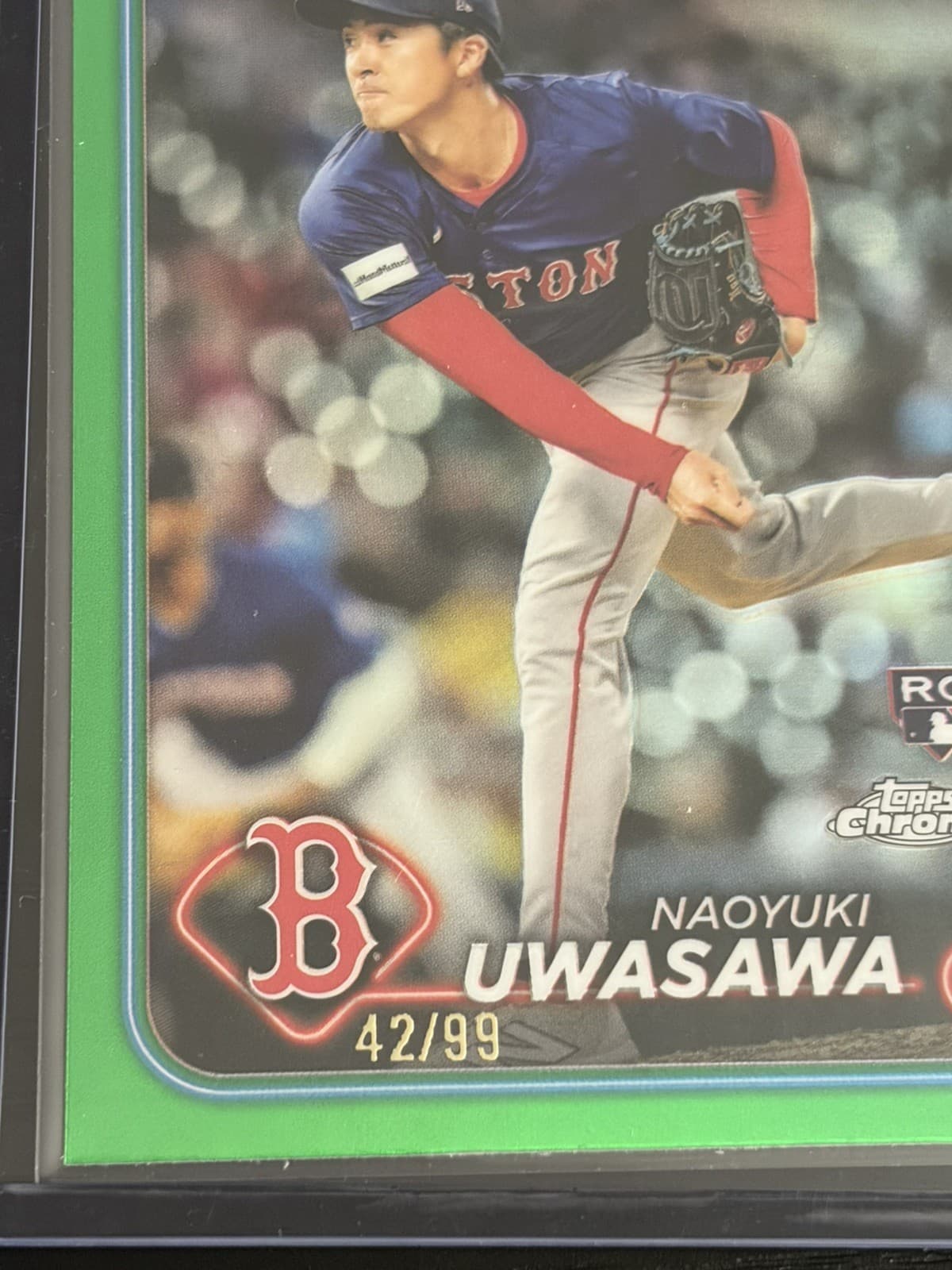 Naoyuki Uwasawa 2024 Topps Chrome Update Green Refractor RC 42/99 SGC 10 Red Sox - Thumbnail 2