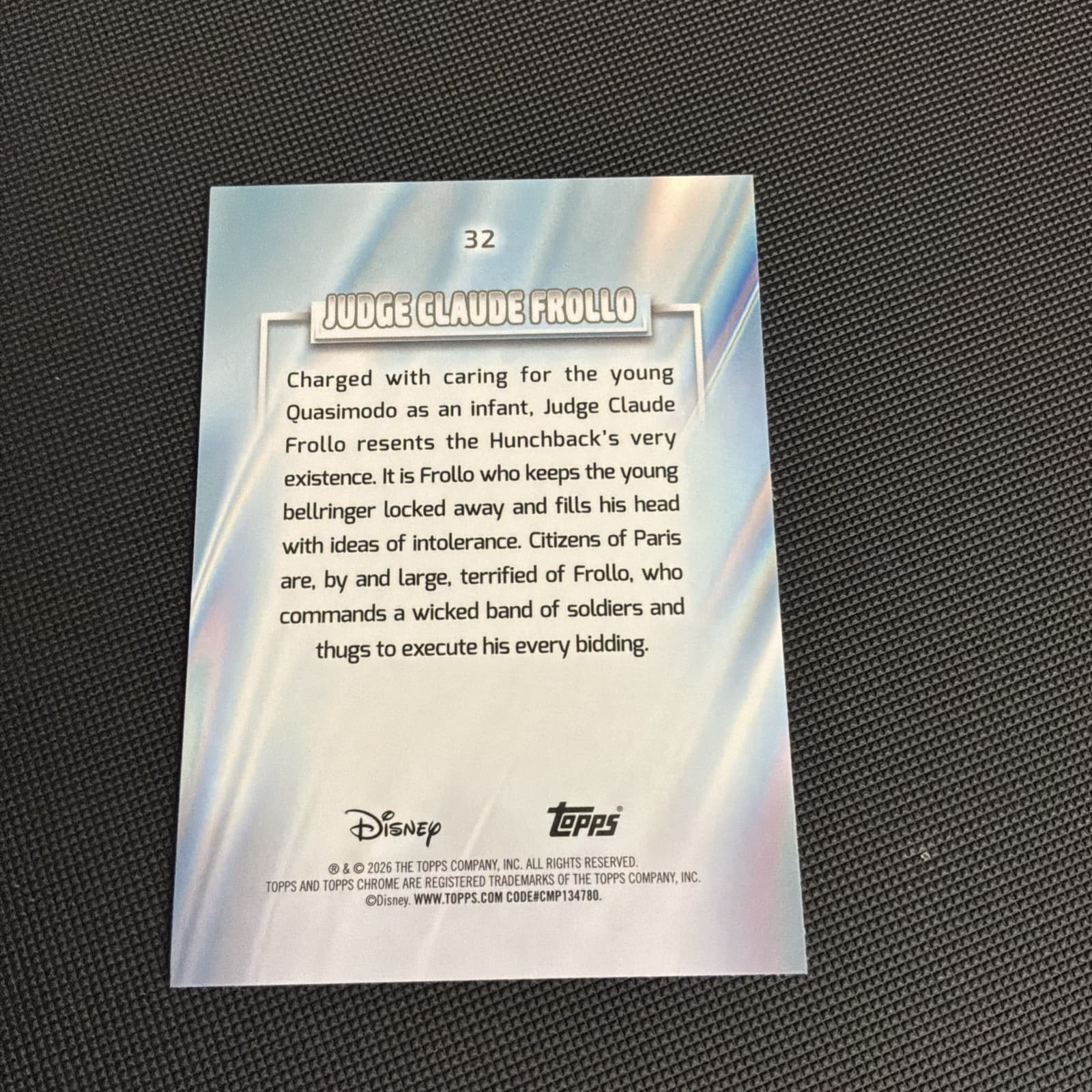 2026 Topps Chrome Disney #32 Judge Claude Frollo - Thumbnail 2